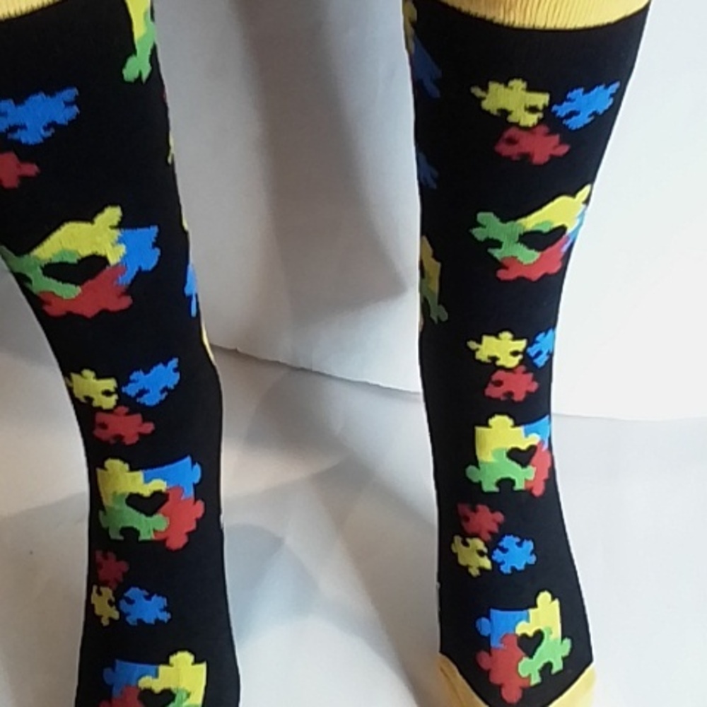 Autism 'Different Is Beautiful' Colorful Puzzle Pattern Socks - Picture 6 of 7